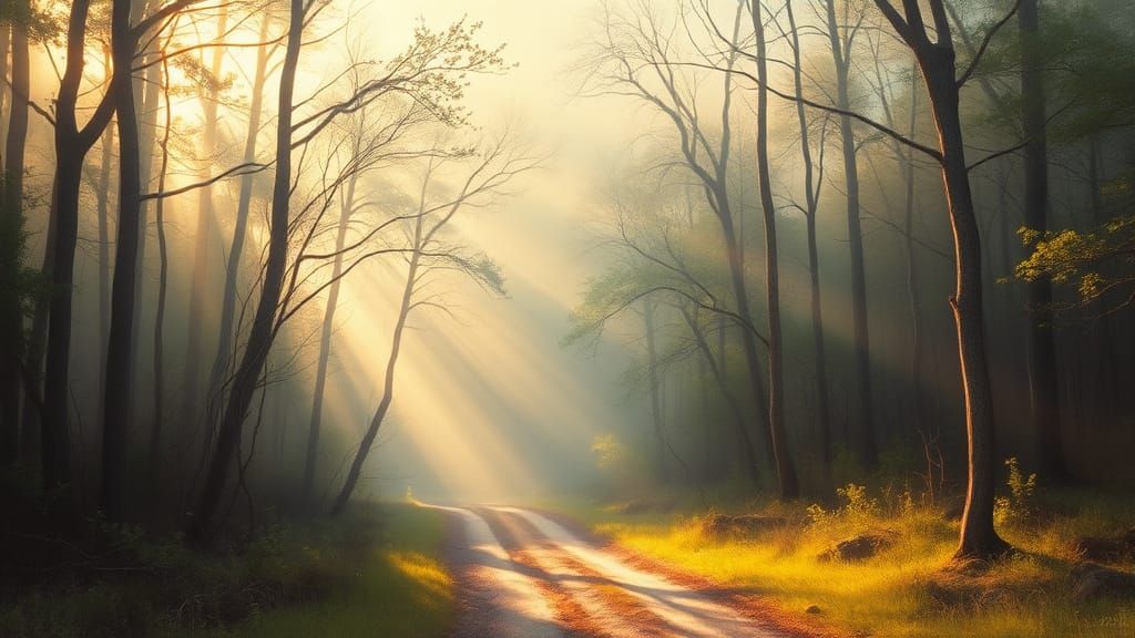 Luminous Forest Glen in Dreamlike Oil Painting Style