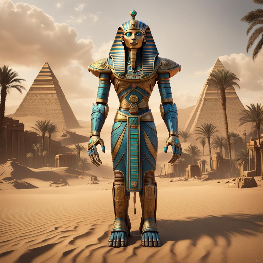 Ancient Egyptian Robot: Detailed Matte Painting