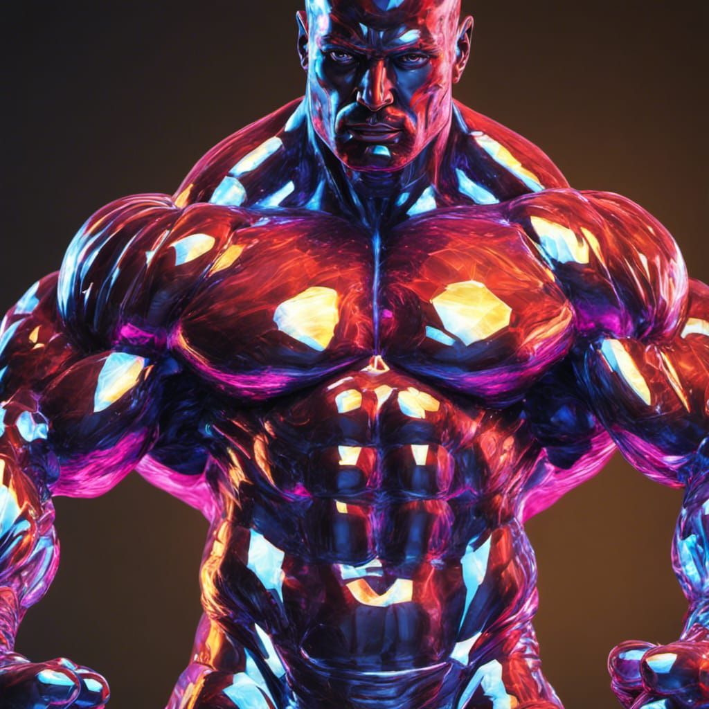 Crystal Bodybuilder in Hyperrealistic 4K
