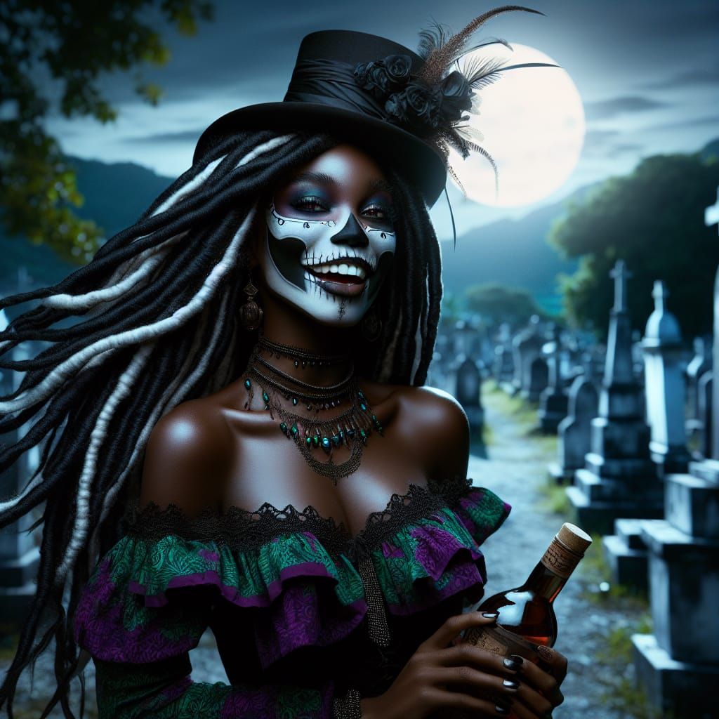 Maman Brigitte: Haitian Voodoo Goddess, Digital Matte Painti...