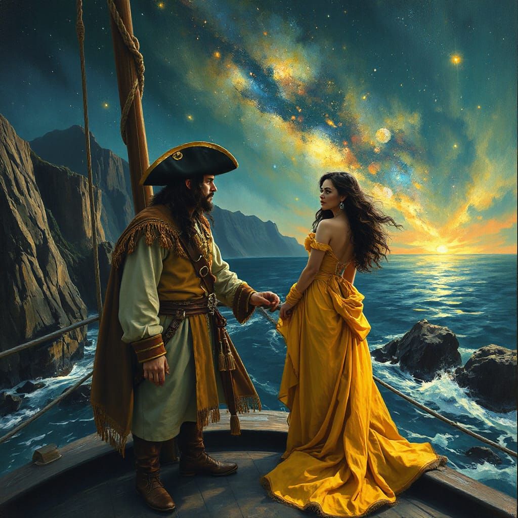 Pirate King and Queen Under Starry Sky