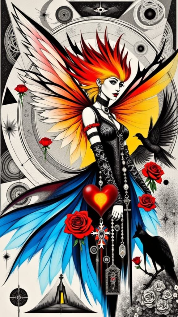 Punk Rock Woman in Dada Collage Art