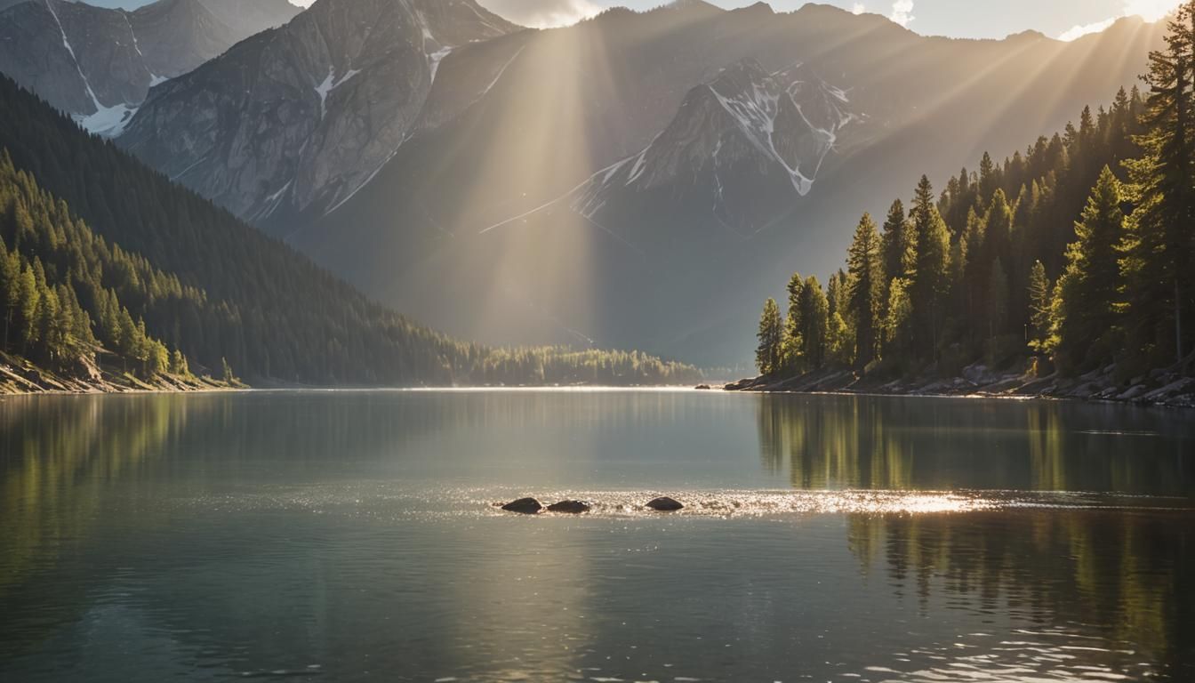 Mountain Lake God Rays: Professional Photography