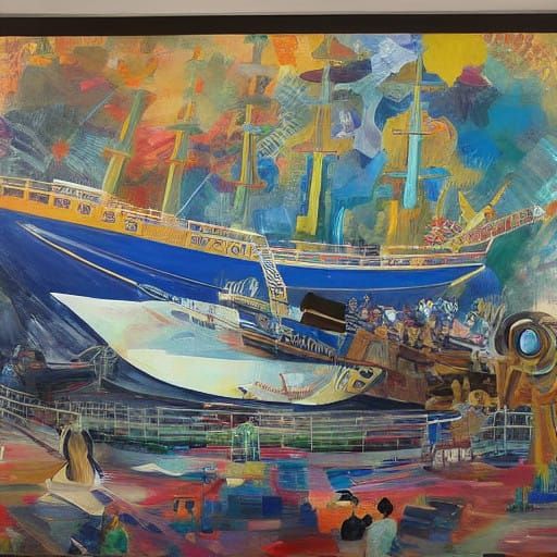 Ethereal Landscape of Crystal Ship in Symphony with Nature