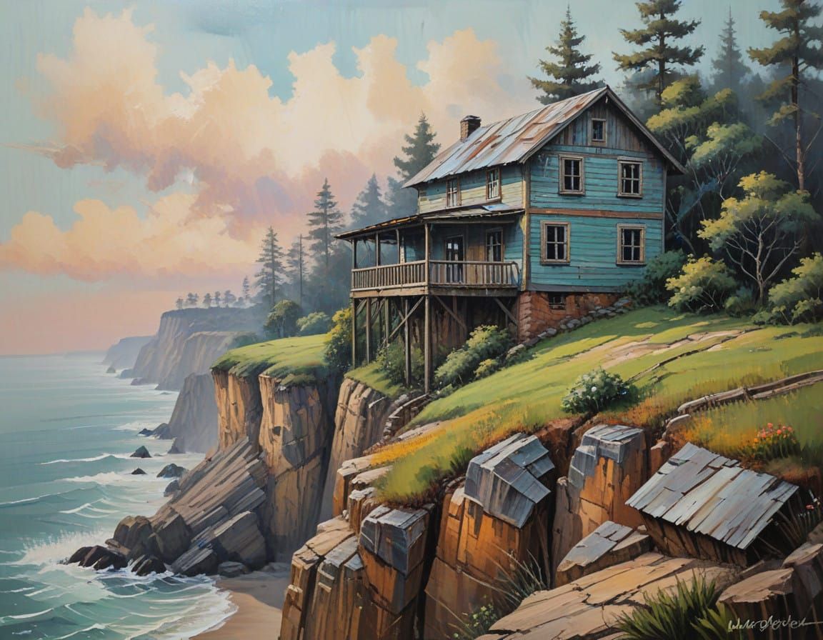 Rustic Coastal Cottage in Vibrant Hues