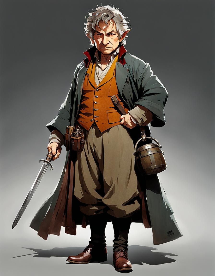 Realistic Portrait of Bilbo Baggins as Digital Art