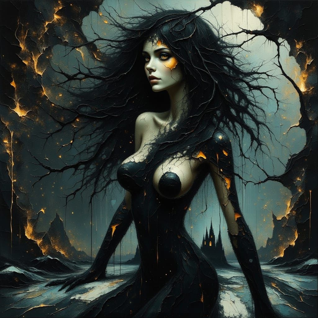 Golden Shadow Goddess of Cosmic Viscosity