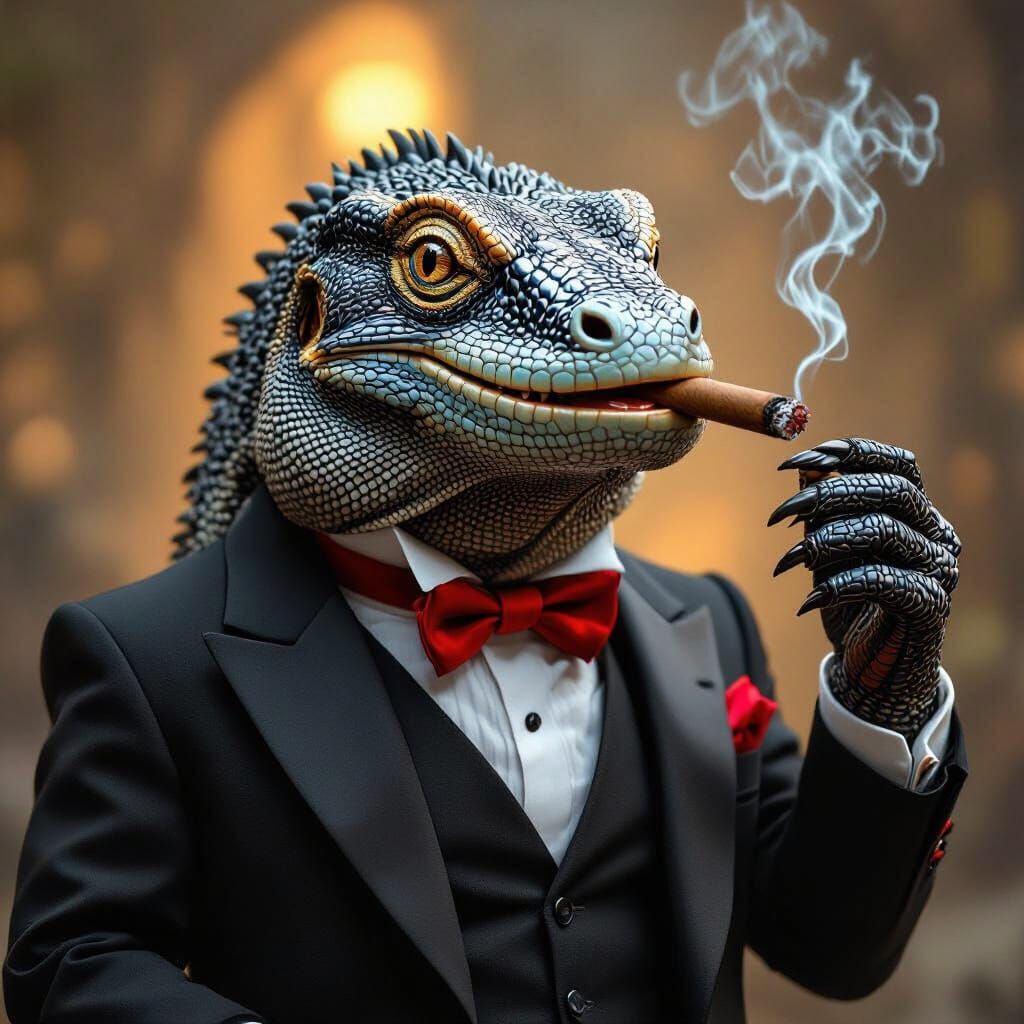 Komodo Dragon NFT Portrait in Sharp Suit