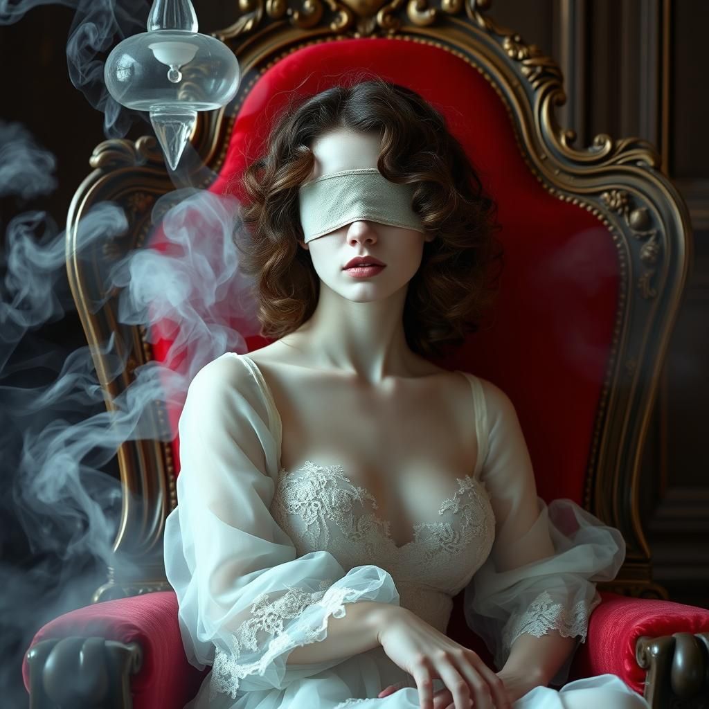 Ethereal Woman in Haunted House, Mystical Portrait
