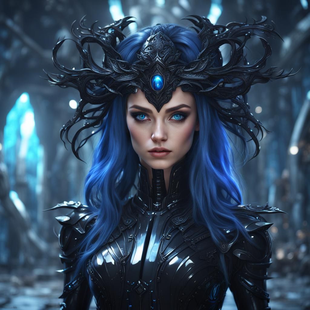 Girl in Latex Outfit: Detailed Fantasy Art