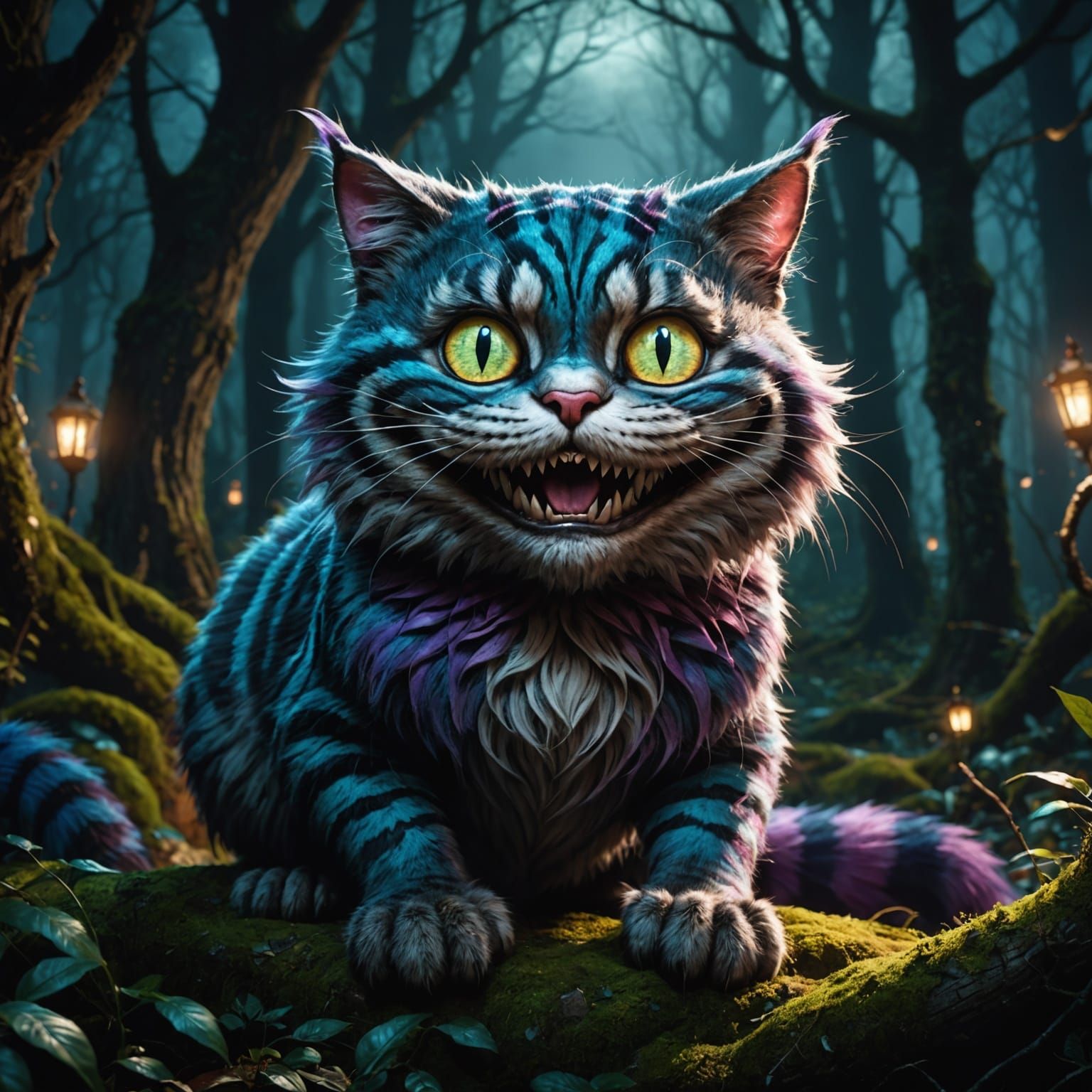 Cheshire Cat in Spooky Woods: Fantasy Concept Art