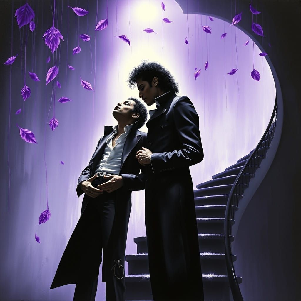 Surrealist Portrait of Music Legends in Ethereal Harmony