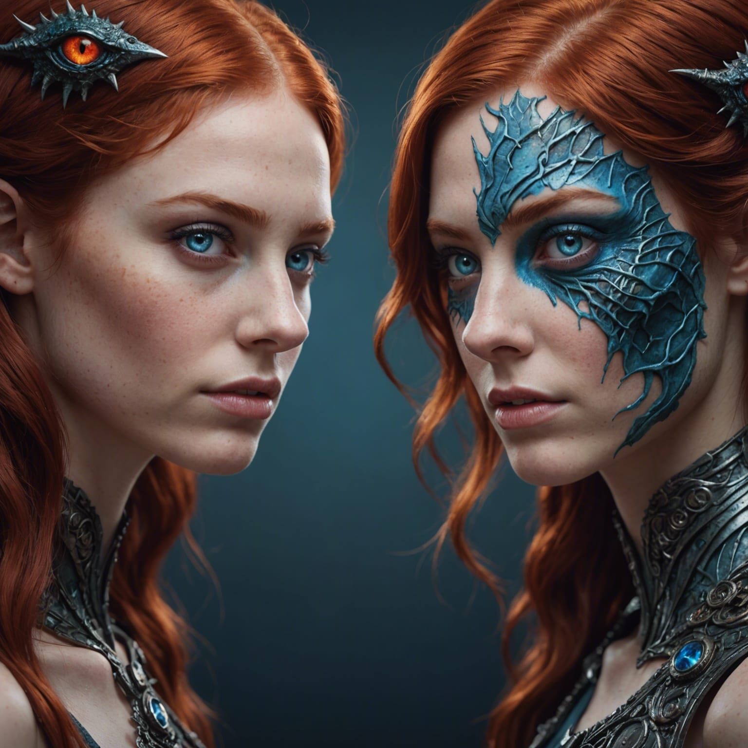 Dualistic Portrait: Woman and Inner Monster