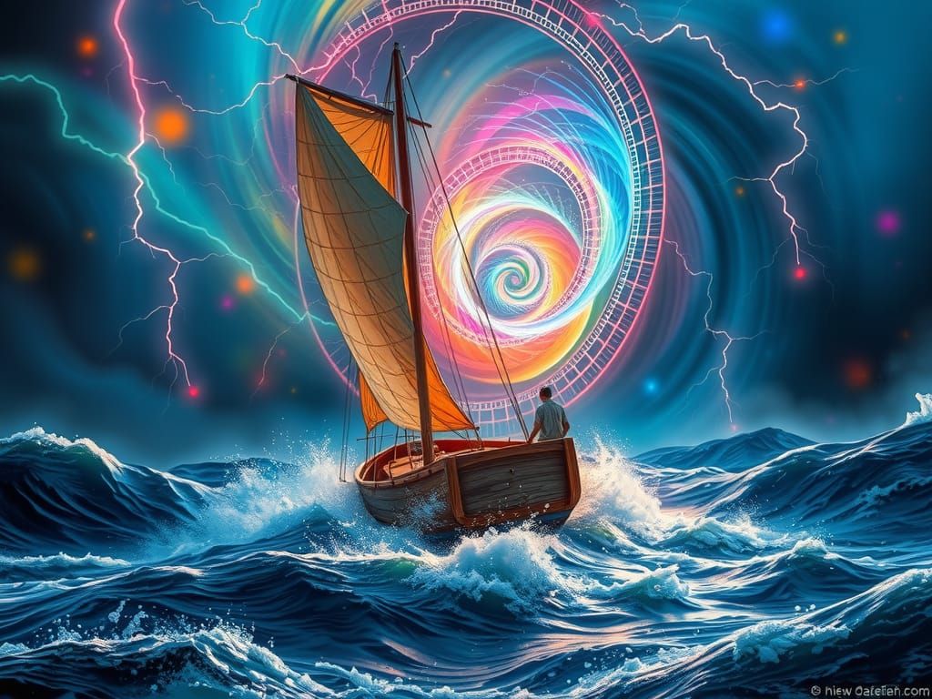 Sailboat Navigates Storm Towards Spiritual Awakening