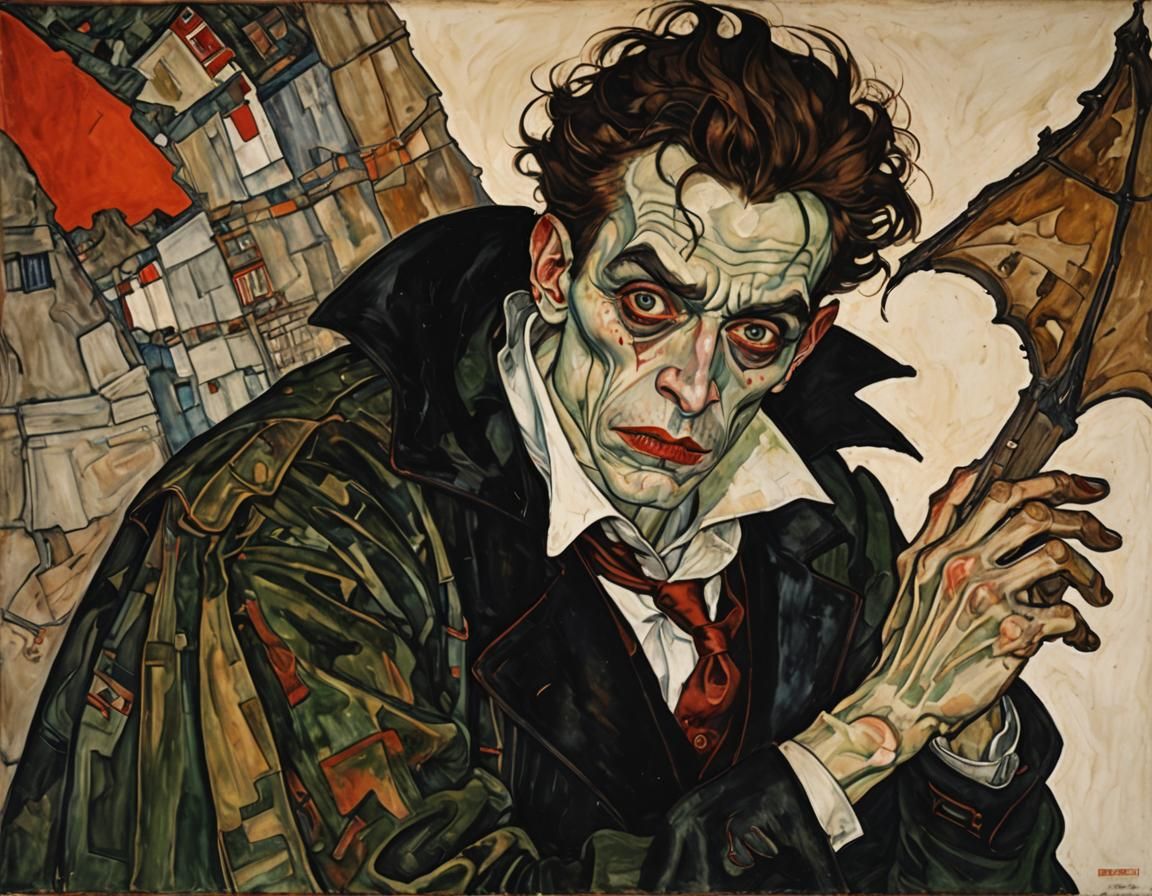 Vampire Portrait in Expressionist Oil Painting