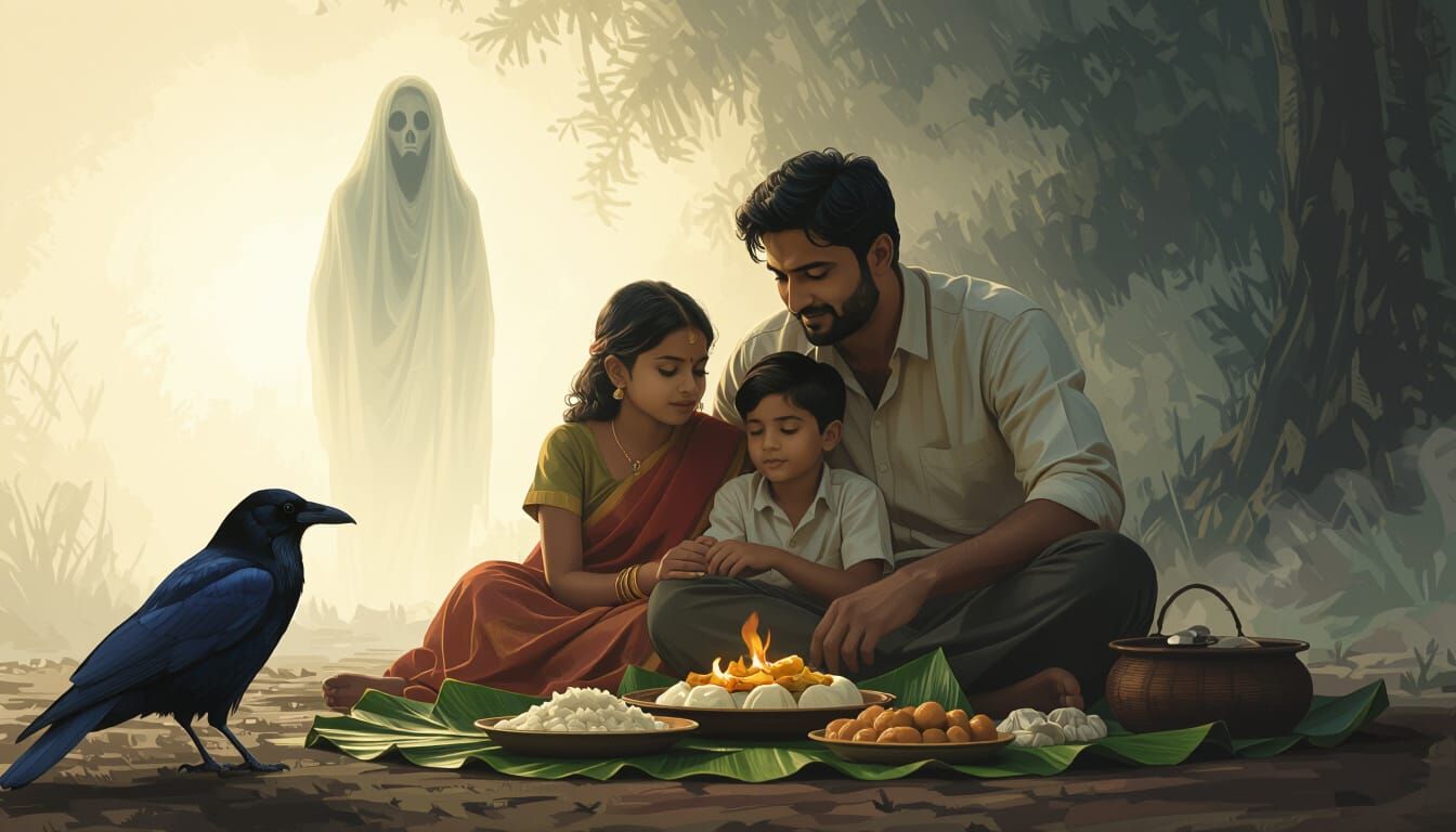 Ancestral Reverence: Eerie Hindu Ritual Scene