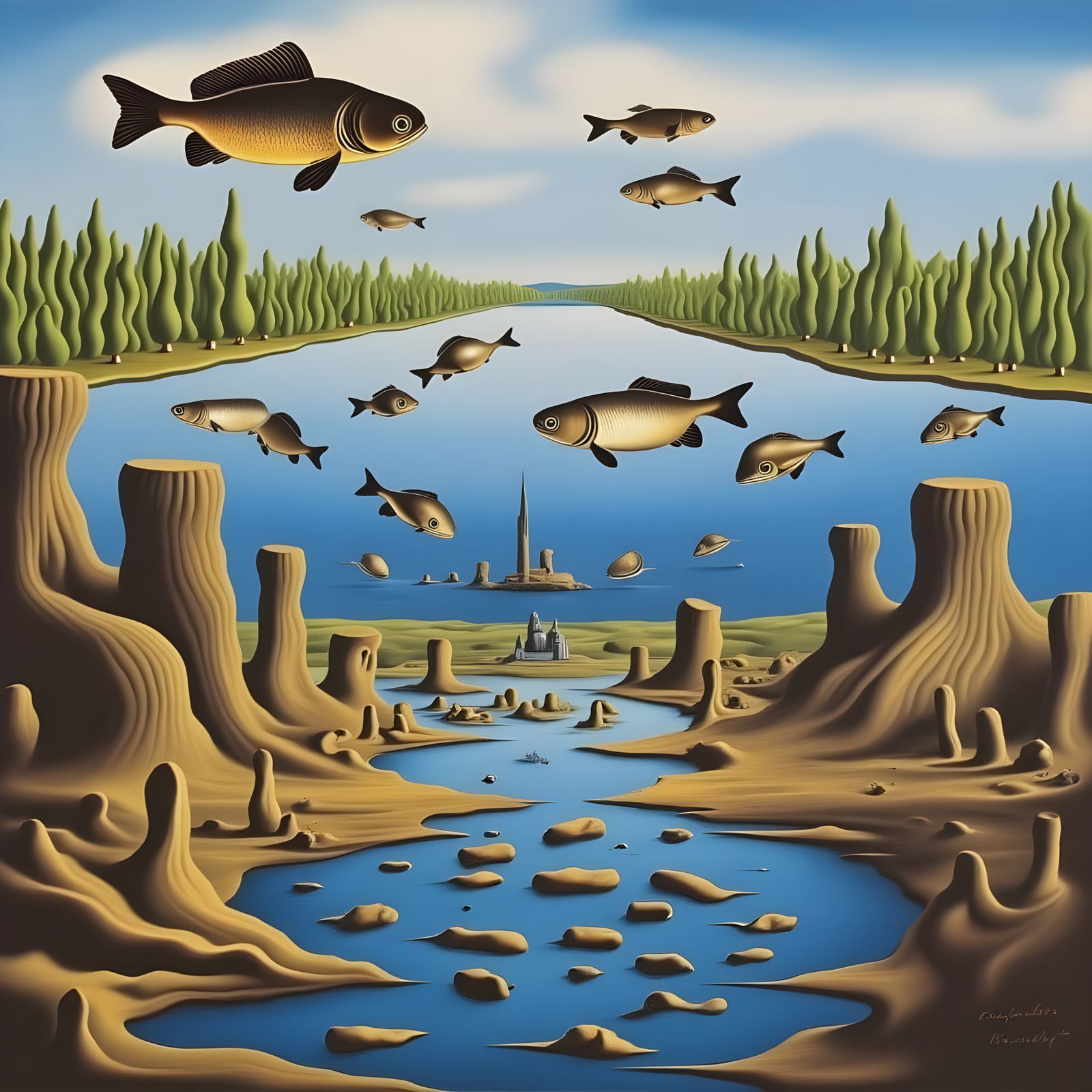 Surreal Asian Carp River Invasion