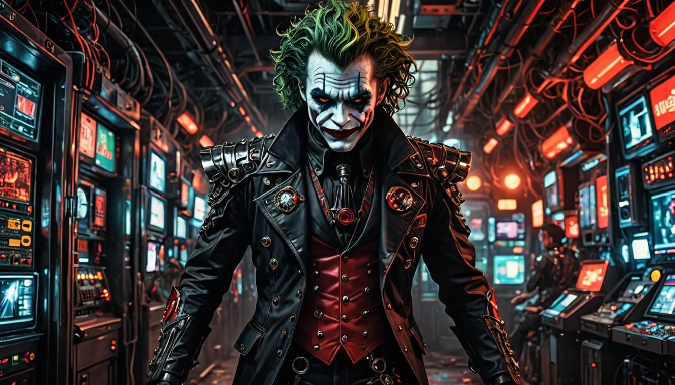 Biomechanical Cyborg Joker in HR Giger Style