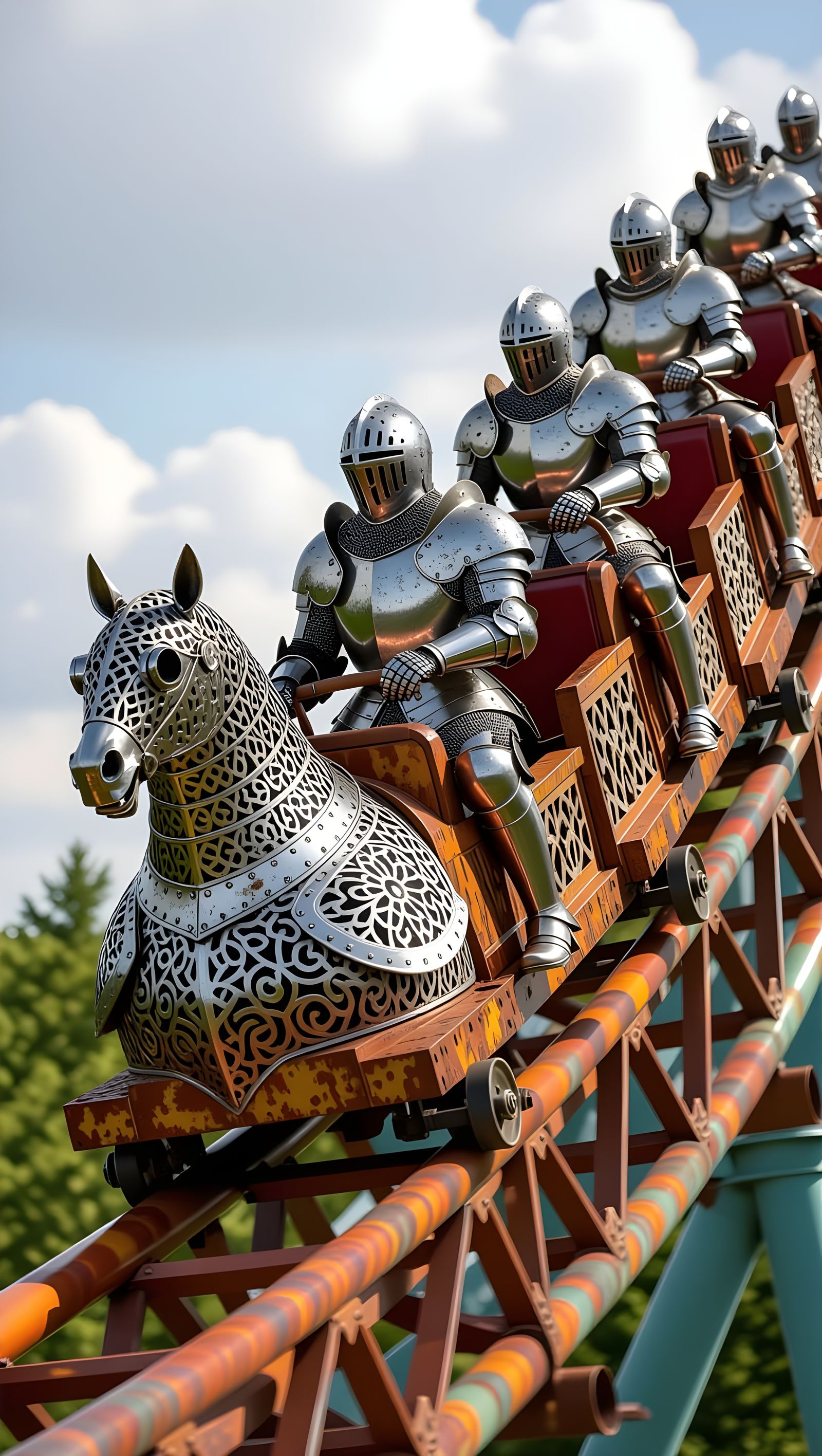 Medieval Roller Coaster Made of Armor