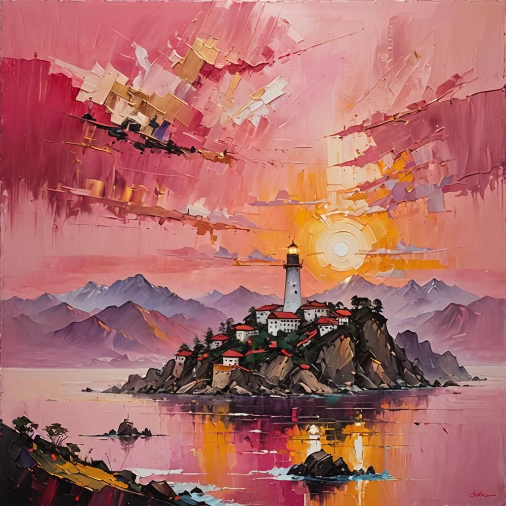 Surreal Himalayan Sunset with Hidden Shangri-la Cityscape in...