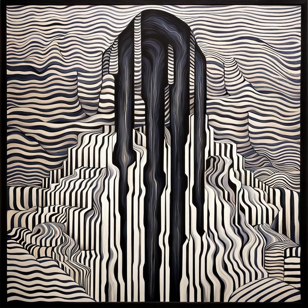 Hypnotic Vanishing Point Illusion Abstract Painting