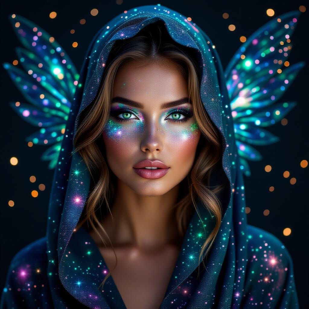 Celestial Woman Portrait in Surreal Style