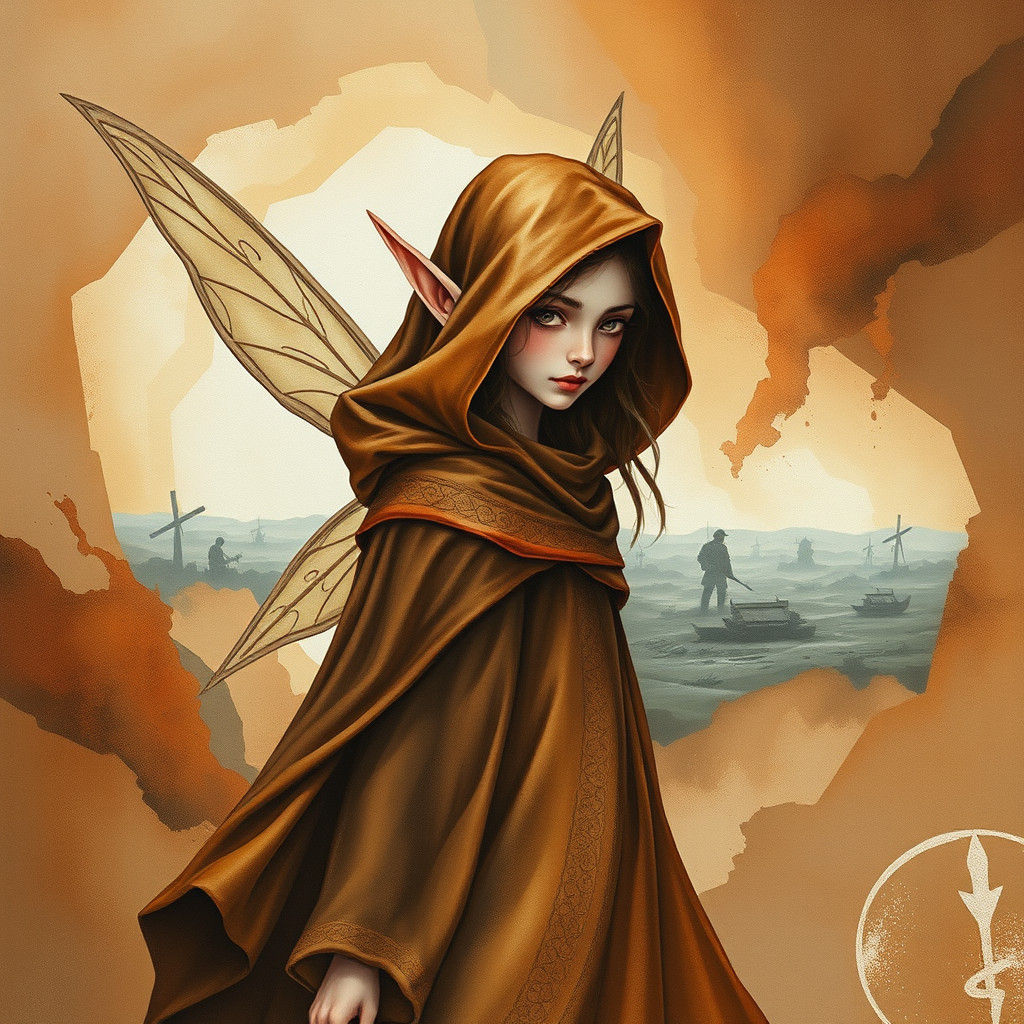 Brown Fairy Elf in Hyperdetailed Watercolor