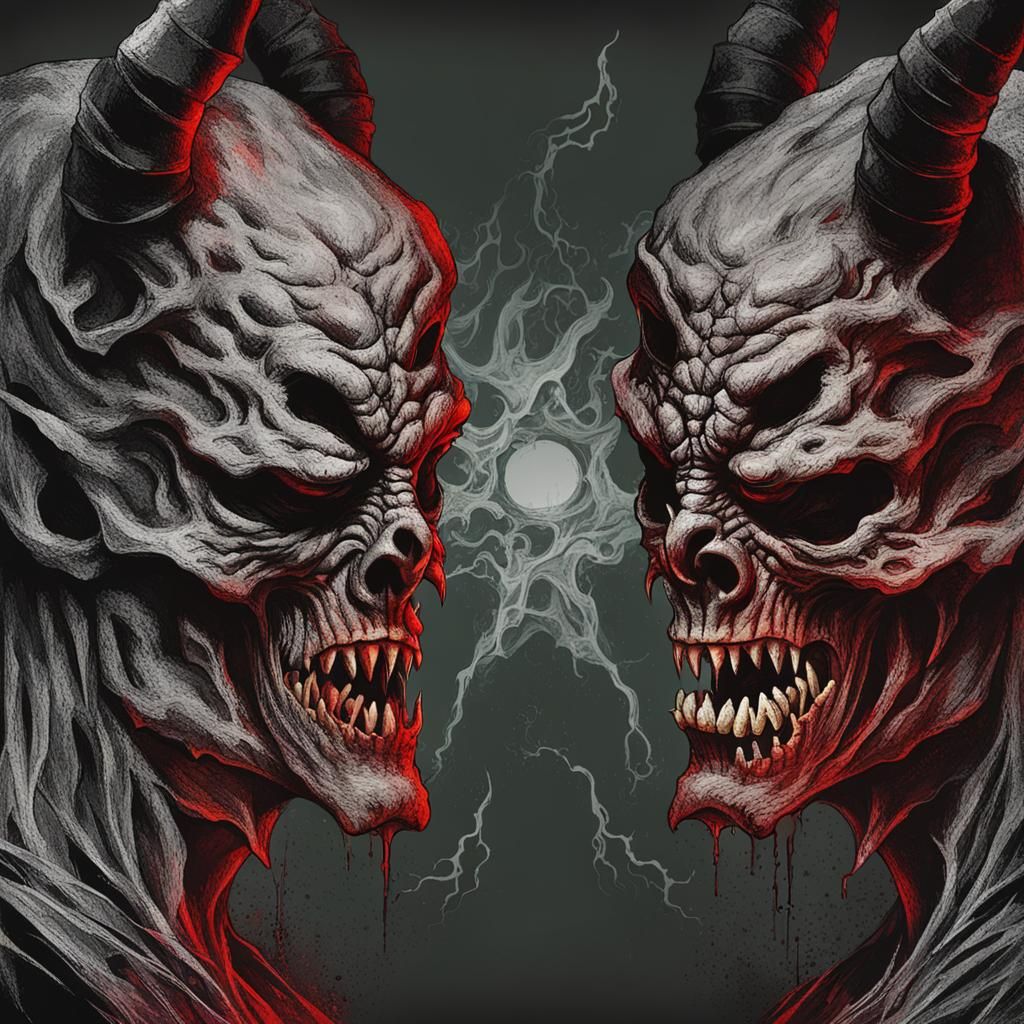 Black and White Demonic Figure of the Dark Age