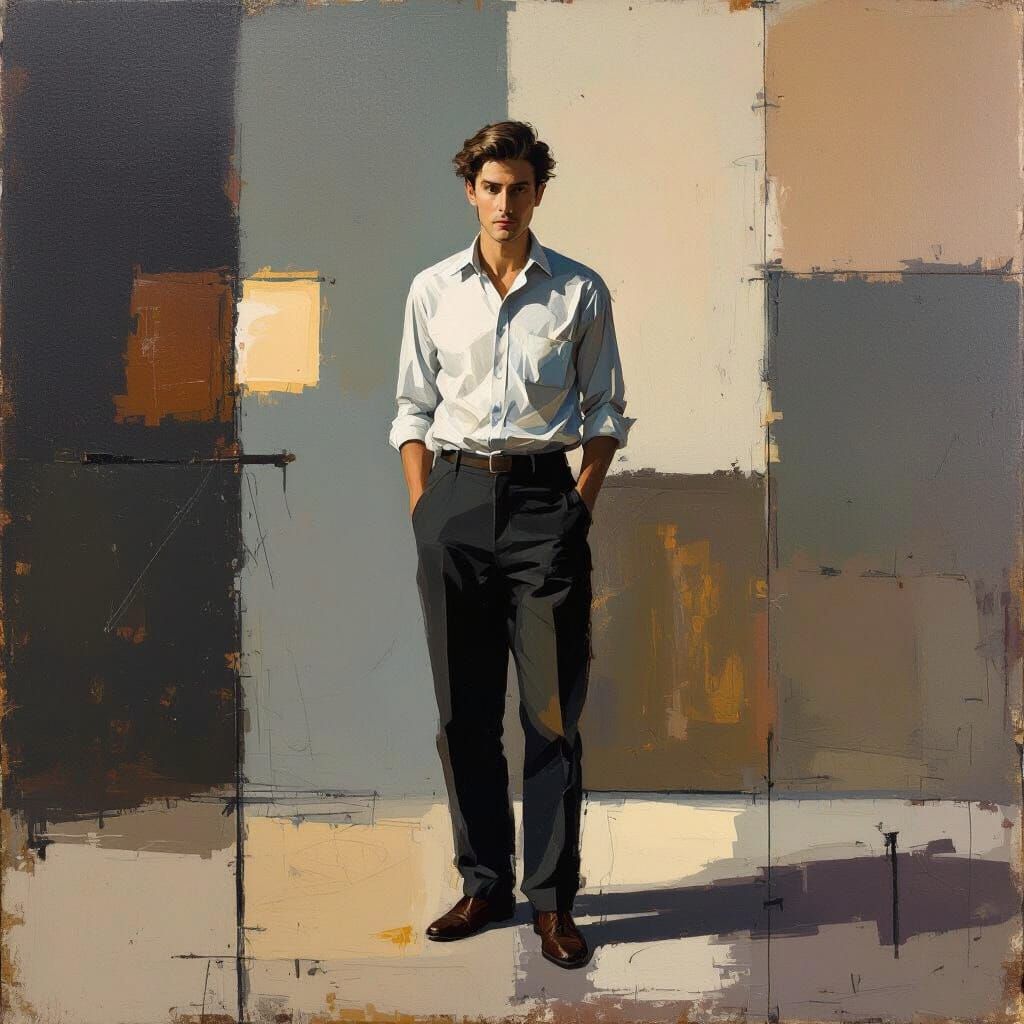 Contemporary Portrait with Soft Lighting and Visible Texture...