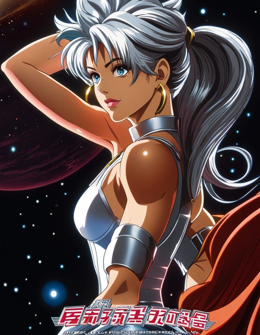 Anime Bodybuilder in Jester Outfit, Retro Style