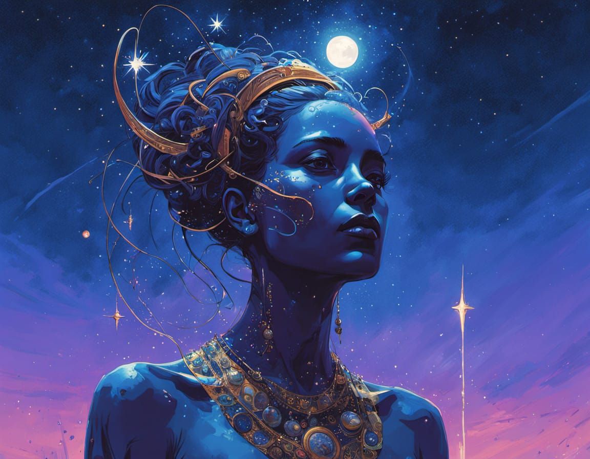 Ethereal Rococo Goddess in Iridescent Gold