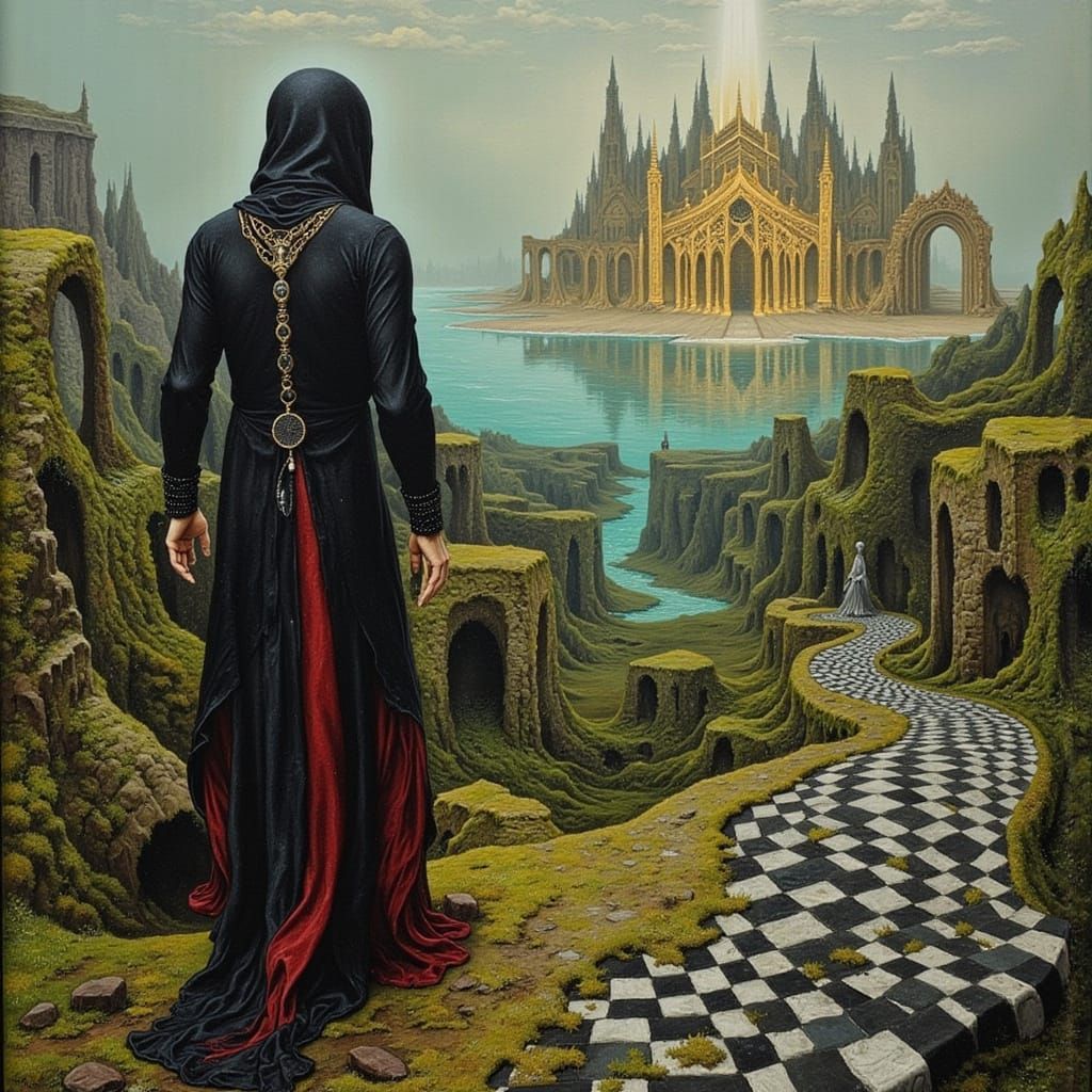 Esoteric Surrealism: Figure Contemplates Tartarian Ruins