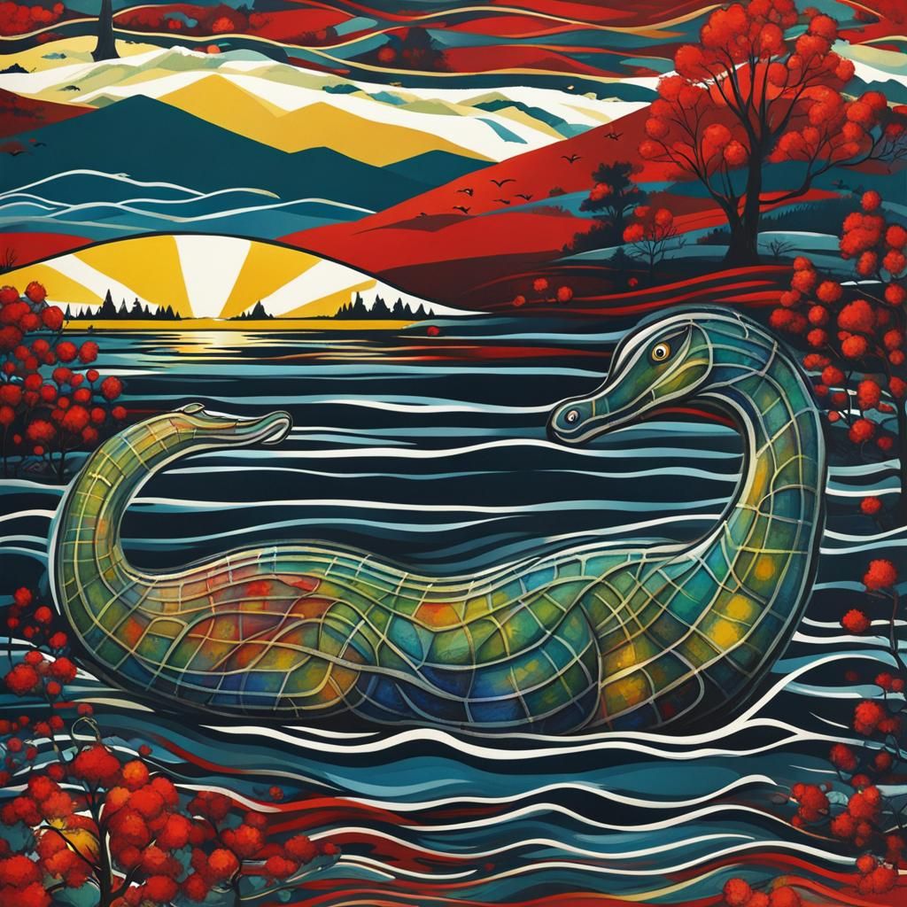 Nessie in Tartan by Loch Ness: Abstract Art