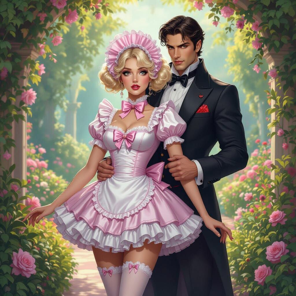 Vampire King and Maid in Art Nouveau Garden