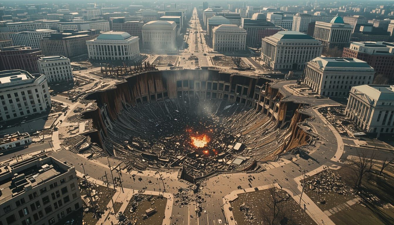 Devastated Washington DC After Meteorite Strike