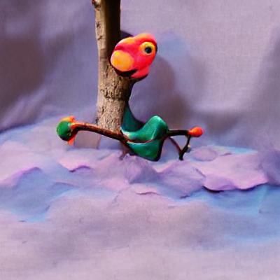Claymation Bird on a Branch