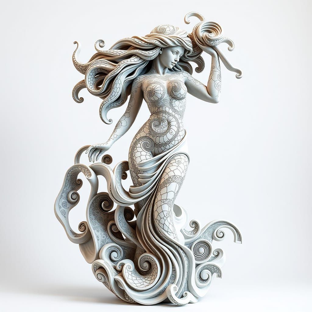 Abstract Goddess of Love in Swirling Patterns