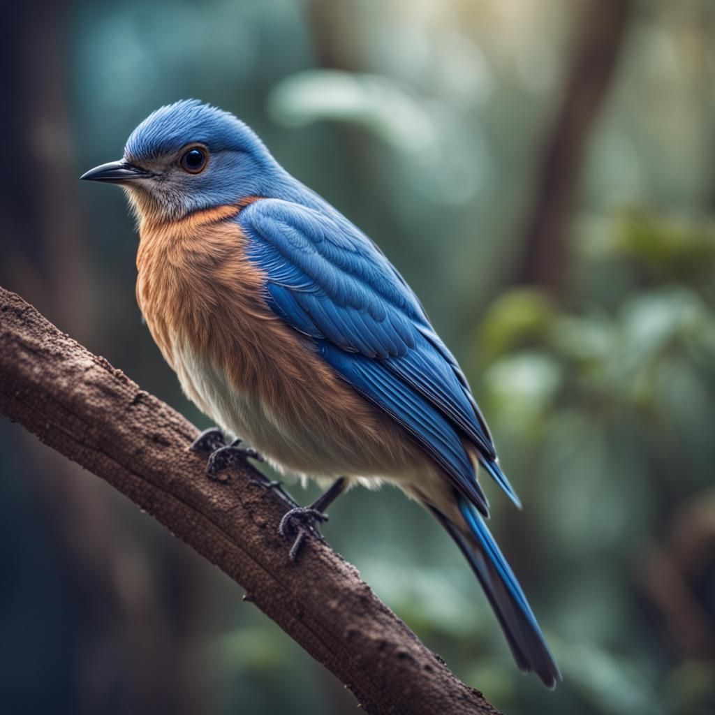 Hyperrealistic Blue Bird in Perfect Composition