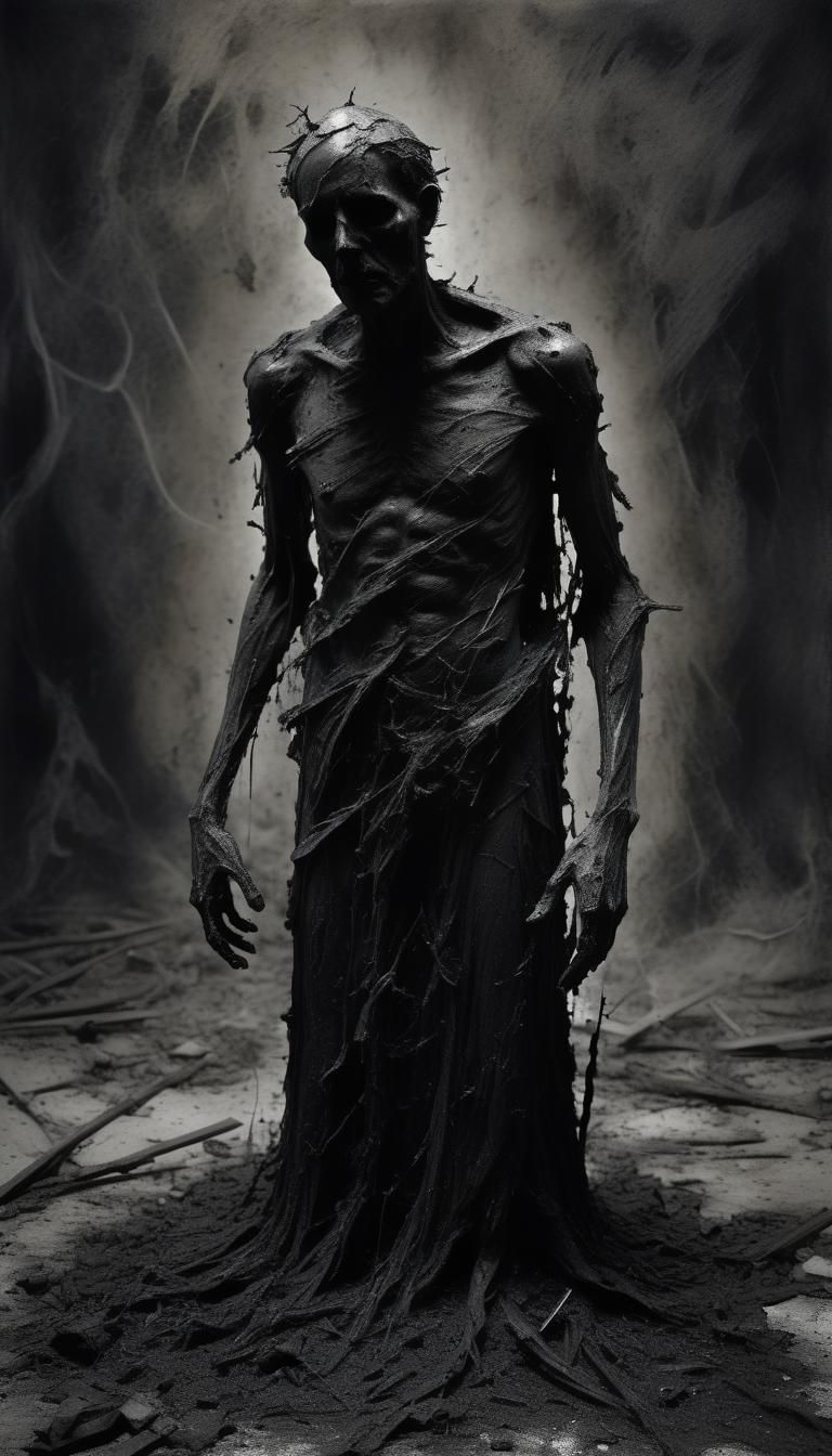 Destruction of him was last of his good; blackened evolution...