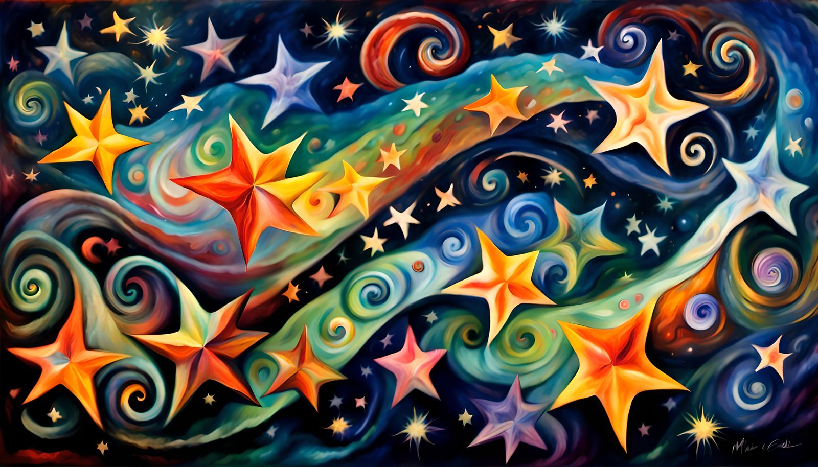 Whirling Star Beings in Cosmic Dance