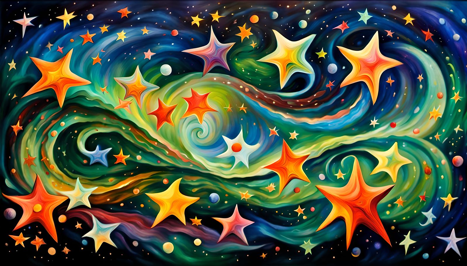 Cosmic Star Dance: Abstract Oil Painting