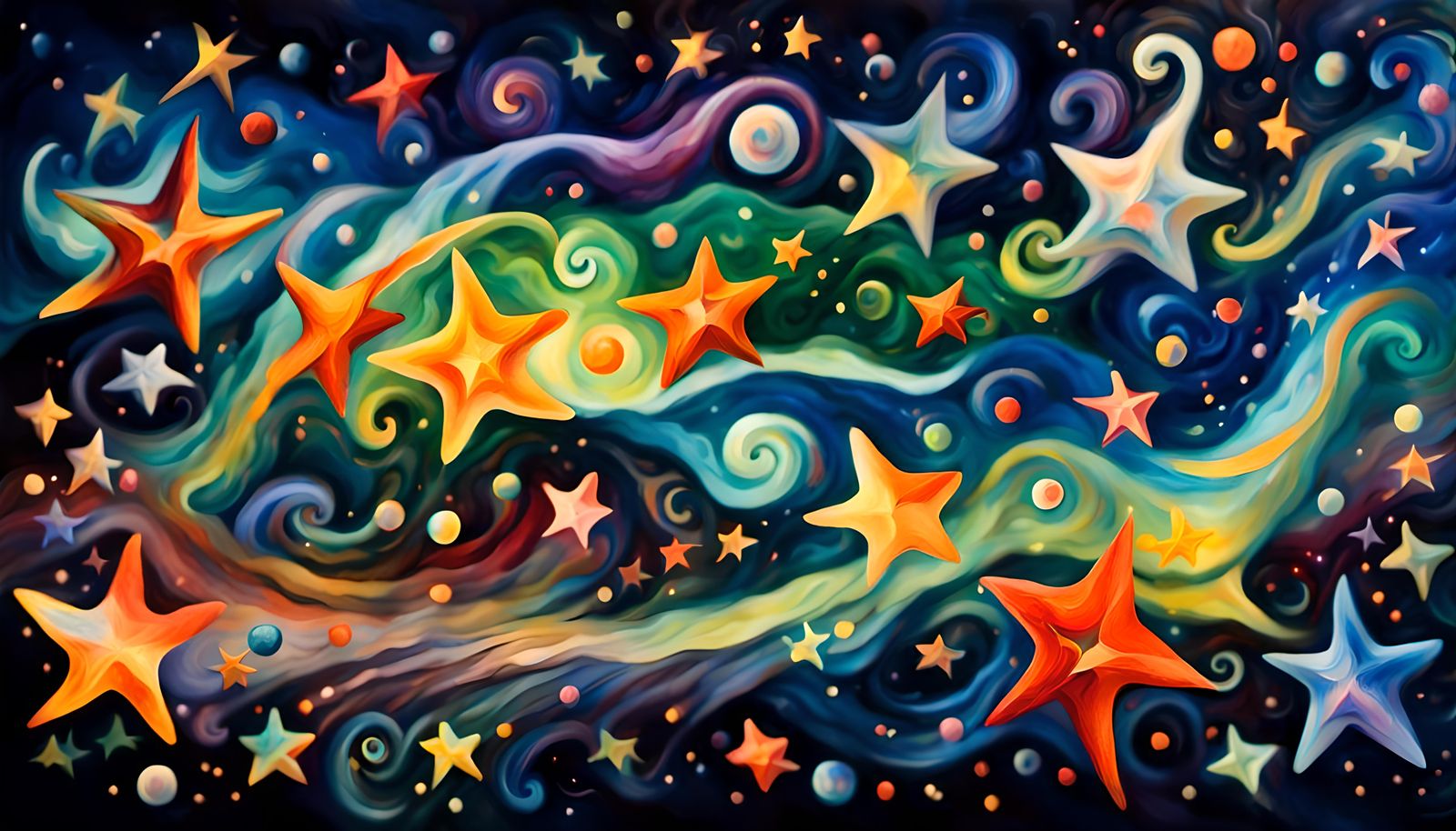 Cosmic Star Cluster in Impasto Oil Style