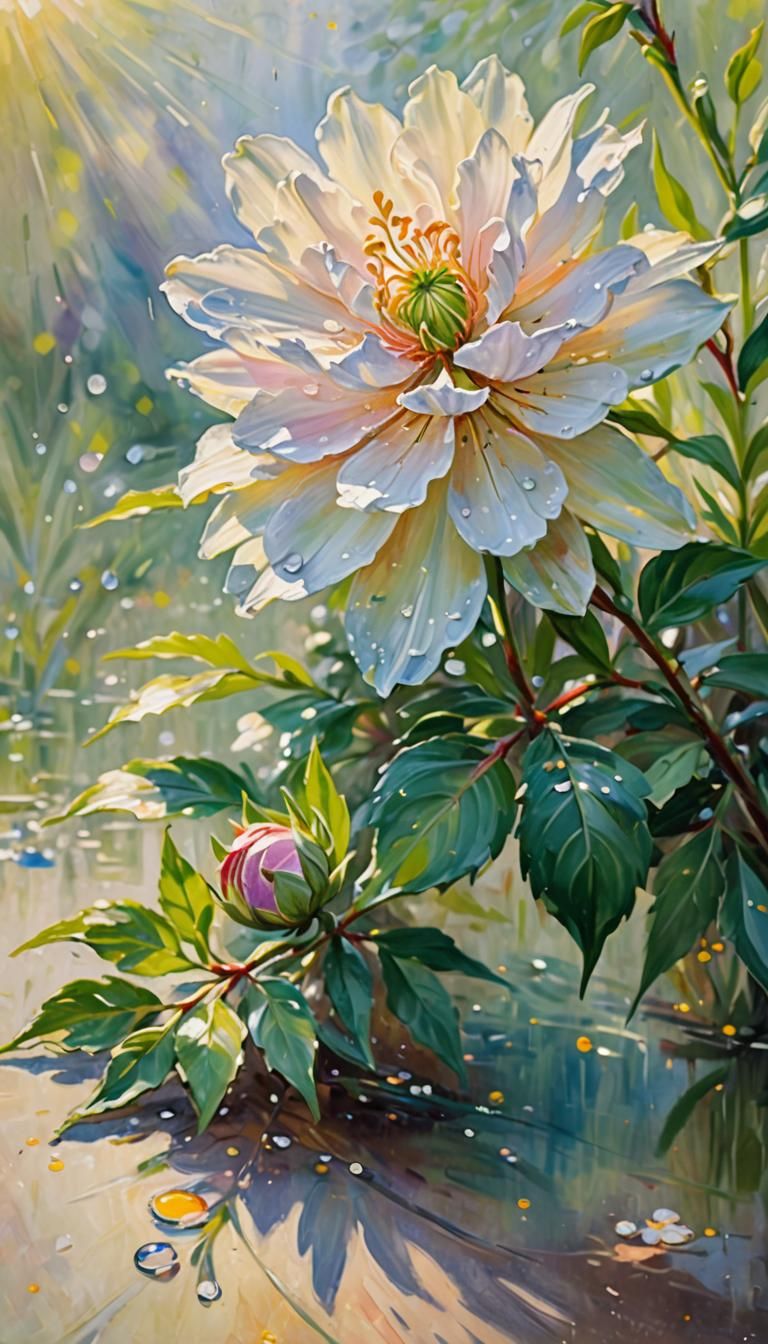 Impressionist Flower Blooms in Vibrant Garden