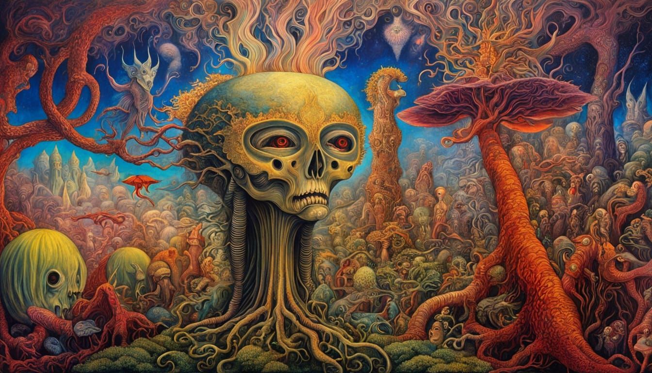 Surreal Fantasy Painting under Ayahuasca Influence