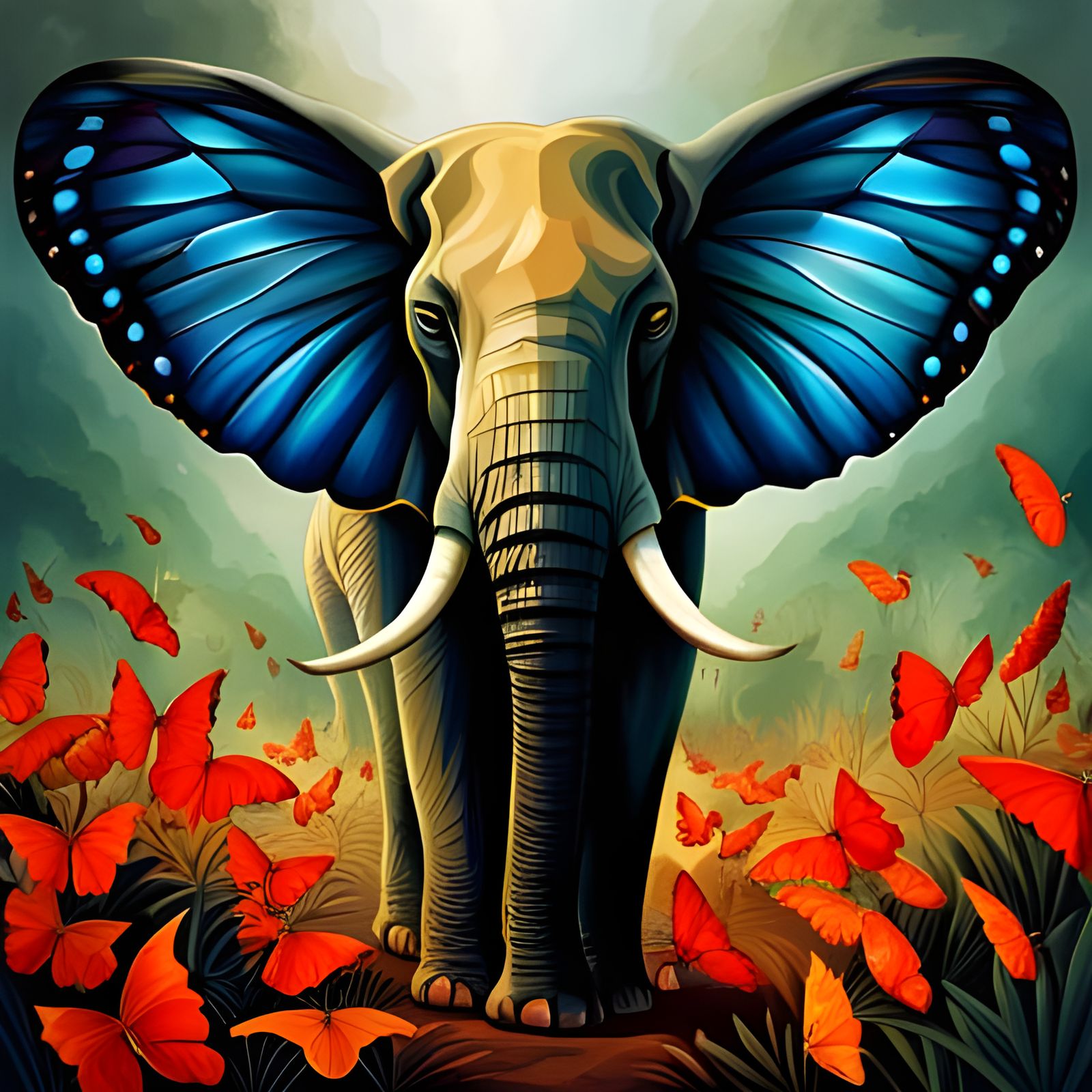 Elephant Butterfly Hybrid Portrait in Sunlight