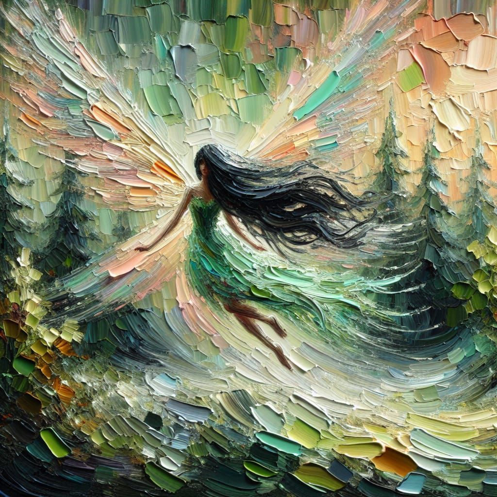 Enchanted Forest Fairy in Impasto Style