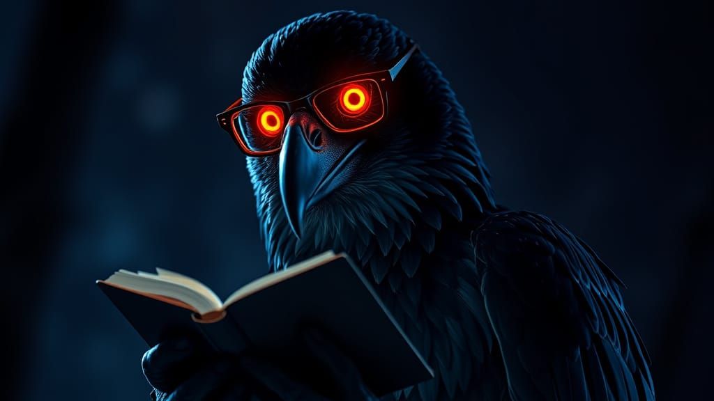 Mysterious Nighttime Reader in a Cyberpunk Hues