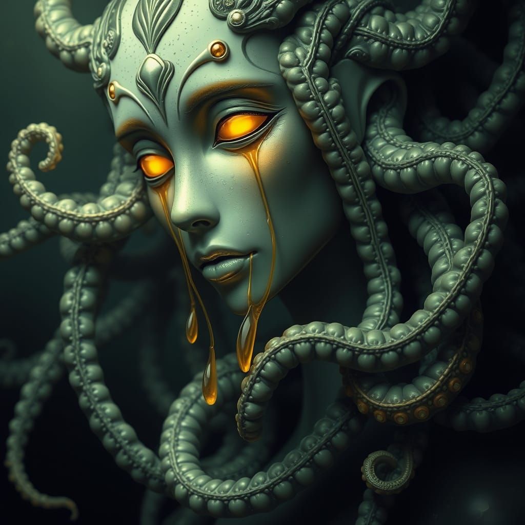 Medusa android weeping golden tears