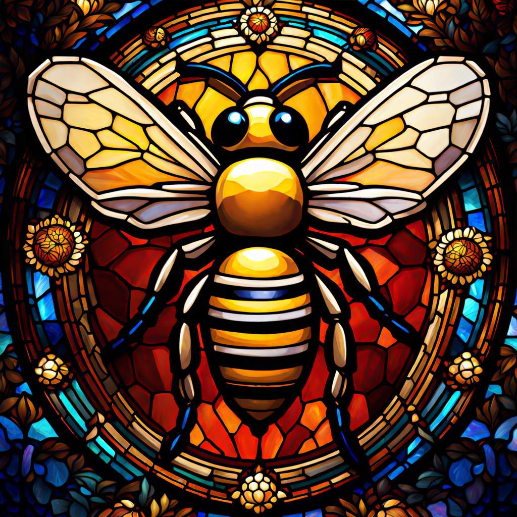 Stained Glass Bee in Romantic Style