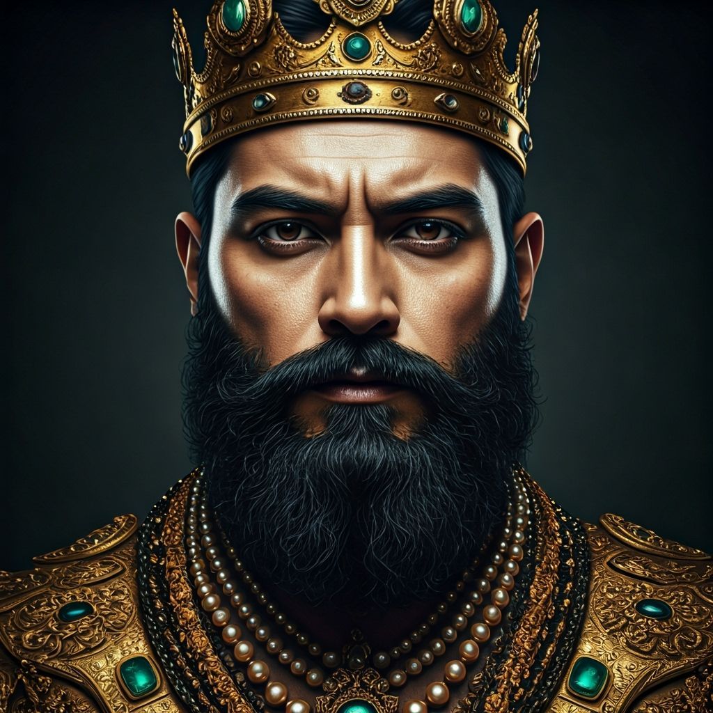 Bearded King Adorned in Shimmering Gold and Jewels